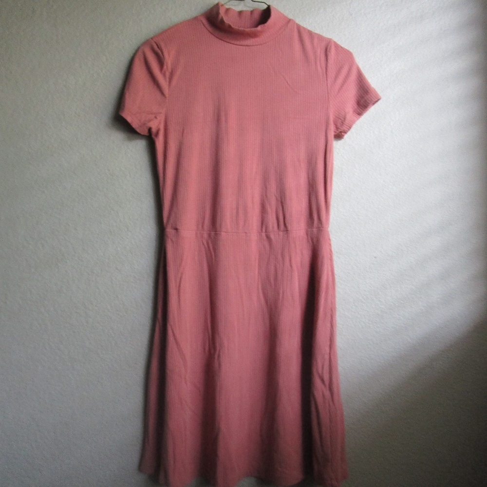 Mauve Terracotta Mock Neck Dress